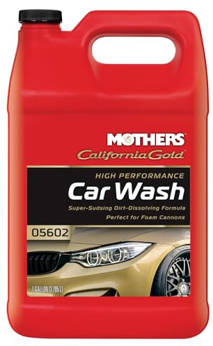 Mothers California Gold High Performance Car Wash, 1 gal. — pH Balanced, Eco-Friendly, Super-Sudsy, Foam Cannon, Safely Cleans Without Stripping Wax, Sealant or Coating, Removes Dirt & Grime (05602)