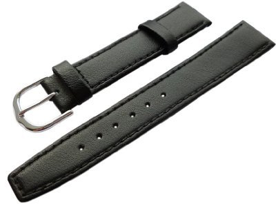 myledershop 18mm Kalbsleder Uhrenarmband mit Silberschließe in Schwarz | Uhrband, Uhrarmband, Uhrenband, Armband