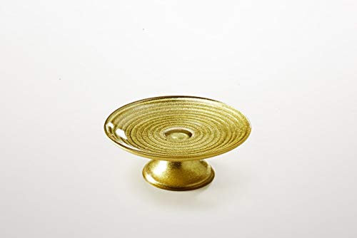 Alzata Tonda per dolci in vetro oro decorata a mano riflessi dorati cod.7206071G cm 6h diam.16 by Varotto & Co.