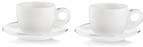 Fratelli Guzzini Gocce Tazze Cappuccino con Piattino, SMMA|Porcelain, Trasparente, 21x37x13 cm