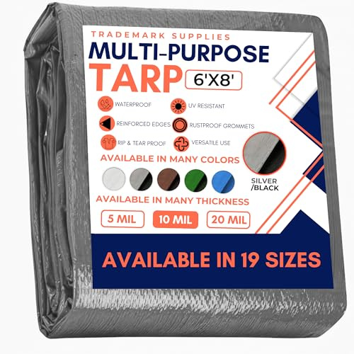 Trademark Supplies Silver/Black Heavy Duty Tarp Tarpaulin Canopy Tent, Boat. Rv Or Pool Cover (1.8 x 2.4 M)