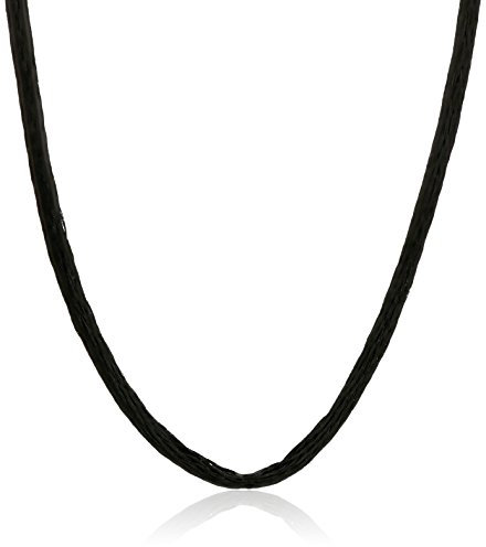 iJewelry2 Black Silk Satin Silver Clasp Cord Chain Necklace 14 16 18 20 22 24 30 36 40-18