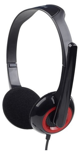 kenable Gembird Stereo Headset & Microphone 3.5mm Cushioned Gloss Black & Red