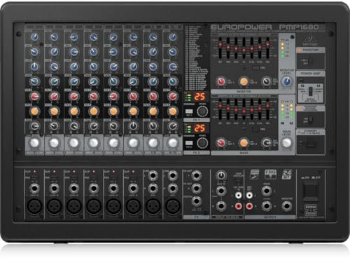 Behringer EUROPWER PMP1680S 1600 Watt 10 Channel Powered Mixer with Dual Multi-FX Processor and FBQ Feedback Detection System