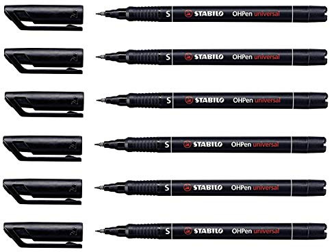 STABILO Permanenter Tintenmarker mit Superfine Tip, Schwarz, mehrfarbig, 4006381119023