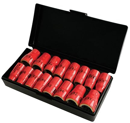 Wiha 31491 3/8-Inch Drive Socket Set, Inch/Metric, Insulated, 16 Piece by Wiha
