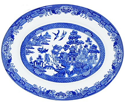 Churchill Fine China Earthenware Oval Dish 12.5 Blue Willow
