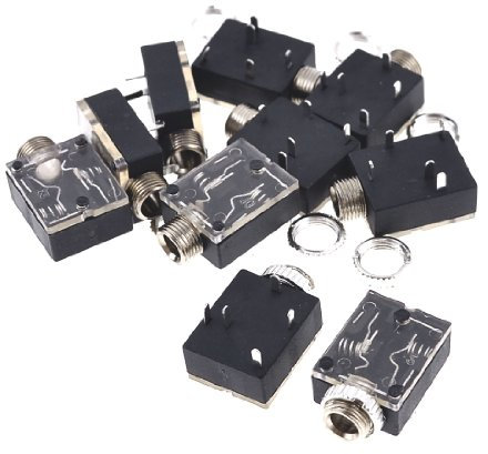 sourcing map 10 Stück Plastik PCB Mount 5-Pin Stereo 3.5mm Steckdose Jack Audioanschluss