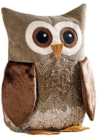 Dekoleidenschaft Türstopper Eule Egon aus flauschig weichem Cord-, Chenille- und Teddystoff, in harmonischen Braun- und Naturtönen, Türfeststeller, Türpuffer, Fensterstopper