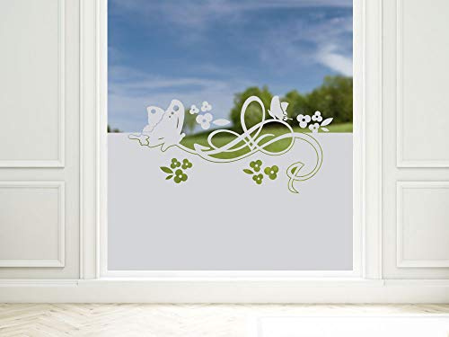 GRAZDesign Sichtschutzfolie Schmetterlinge/Blumen, blickdichte Glasdekorfolie, Matte Fensterfolie als Sichtschutz / 90x57cm