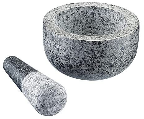 Westmark Mörser mit Stößel aus Natur-Granit, Groß, Innendurchmesser: ca. 9,5 cm, Grau, 69602260