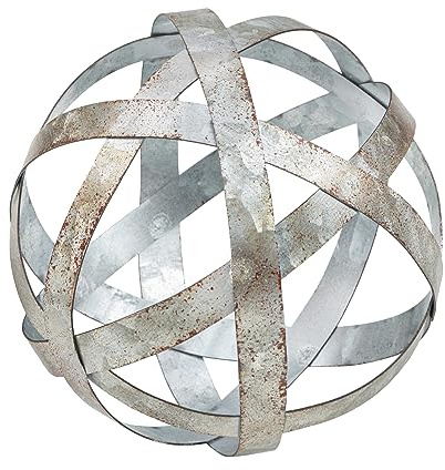 Everydecor Metal Decorative Sphere for Home Decor - Distressed Galvanized