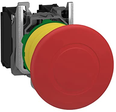 Schneider Electric Harmony XB5 Not-Aus-/Not-Halt-Schalter, XB5AT845 | Zugentriegelung, 22mm, Pilz 40mm, 1S + 1Ö, Kunststoff, rot