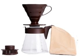 Hario V60 Pour Over Coffee Starter Set, Size 02, Brown