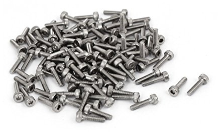 sourcing map 120 Stück M2 x 8mm Zylinderschrauben 0,4mm Gewindegang 304 Edelstahl Innensechskantschraube DIN912