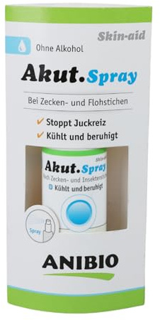 Anibio Akut Spray - Skin Aid 30 ml | Hautberuhigendes Pflegespray | nach Zeckenbissen - Insektenstichen | für Hunde & Katzen | bei Juckreiz, Rötungen | Natürliche Pflegeformel – Made in Germany