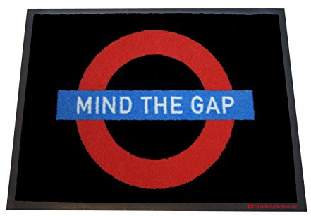 Dreckstückchen wash&go mit Aufdruck: Mind THE Gap, robuste Schmutzfangmatte, maschinenwaschbar bei 40 Grad