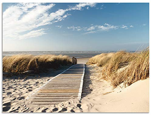 ARTland Wanddeko Wandbild Alu Verbundplatte für Innen & Outdoor Bild 60x45 cm Strand Meer Maritim Düne Gräser Nordsee Landschaft Langeoog Steg T5RM