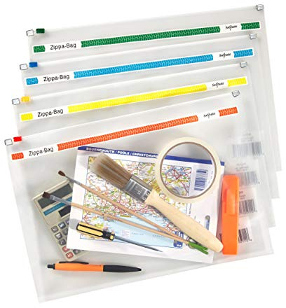 Snopake Zippa Bag Zipperbeutel A3 480 x 350 mm 25 Stück transparent/farblich sortiert