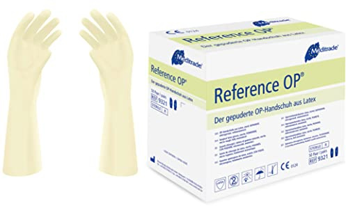 Meditrade Reference™ OP-Operationshandschuhe – Reines Latex, gepudert, steril – Geeignet für alle Operationsbereiche – Natur – Größe 7 – 50 Paar