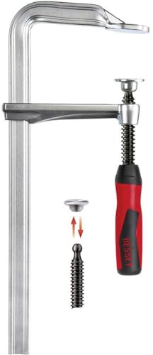 BESSEY Ganzstahlzwinge GZ40-8-2K | 400 mm Spannweite | 80 mm Ausladung | Federndes und elastisches Spannen reduziert Vibrationen, während der 2-Komponenten-Griff komfortables Arbeiten ermöglicht