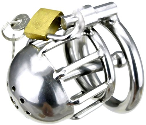 SEE-X® Prinzengefängnis CB Keuschheitskäfig mit Zwangs-Dilator, Keuschheitsgürtel für ihn Peniskäfig mit Röhren-Zwangsdilator Ø 1,00cm, cock-cage Hodenring Ø 5,00cm, Keuschheit-Käfig Länge 5,60cm #3029