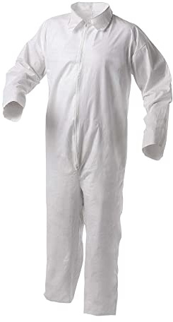 Kleenguard A35 Disposable Coveralls (38952), Liquid and Particle Protection, Zip Front, Elastic Wrists, Hood & Boots, White, 3XL, 25 Garments / Case