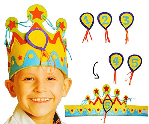 alles-meine.de GmbH Filz - Krone - Größen VERSTELLBAR - für Kinder & Erwachsene - mit Zahlen - grün & blau - Geburtstagskrone/Kindergeburtstag - lustiger Partyartikel - Königsk..