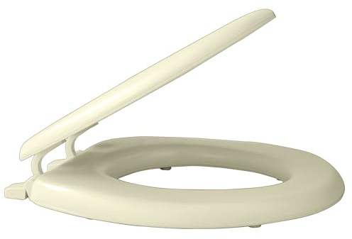 Soft Standard Vinyl Toilet Seat, Bone - 17 Inch Soft Vinyl Cover with Comfort Foam Cushioning - Fits All Standard Size Fixtures - Easy to Install Fantasia by Achim Home Decor