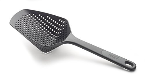 Joseph Joseph Scoop Plus Sieb, Löffelabtropfsieb, schöpfen, abtropfen lassen und servieren, hitzebeständig bis zu 200°C (392°F), spülmaschinenfest, schwarz, groß