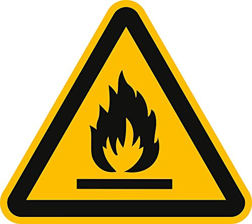 Schild Warnung vor feuergefährlichen Stoffen 20cm sl Alu gemäß ISO 7010, W021