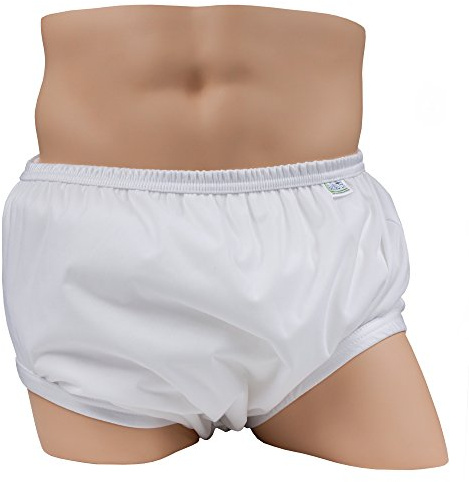 LeakMaster Adult PUL Waterproof Pants - Soft, Quiet, Breathable, Durable Adult Plastic Pants. Generous Cut/Fit for Use with Cloth Diapers - White, Small Best Fits 29-33 Inch Waist (1 Pack)