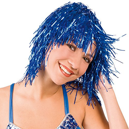 PARTY DISCOUNT SPARPACK! Perücke Lametta Disco, blau 12 STK.