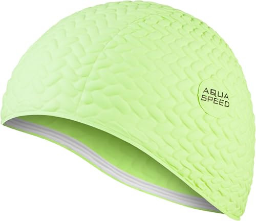 Aqua Speed Badehaube Frauen | Badekappe Mädchen Lange Haare | Damen Schwimmmütze dick warm | Schwimmkappe | Women Swimming Cap for Long Hair | Latexkappe | Grün | Bombastic Tic-Tac