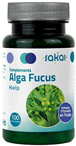 Alga Fucus SAKAI | SACIANTE y ACELERADOR del Metabolismo | Fuente NATURAL de Yodo y Minerales Marinos ANTIOXIDANTE, ANTIINFLAMATORIO, ANTIBACTERIANO y VEGANO | 100 comprimidos Kelp (Fucus vesiculosus)