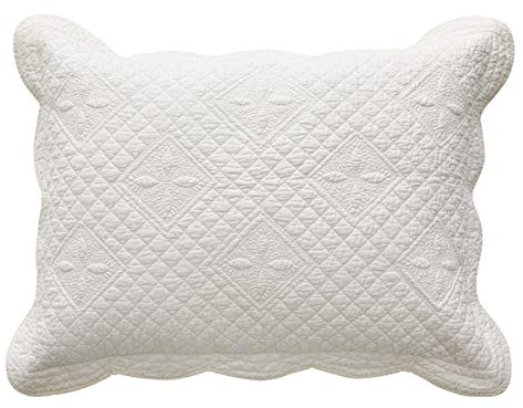 Sage Garden Luxury Pure Cotton Quilted Standard Pillow Sham 20'' x 26'', Ivory