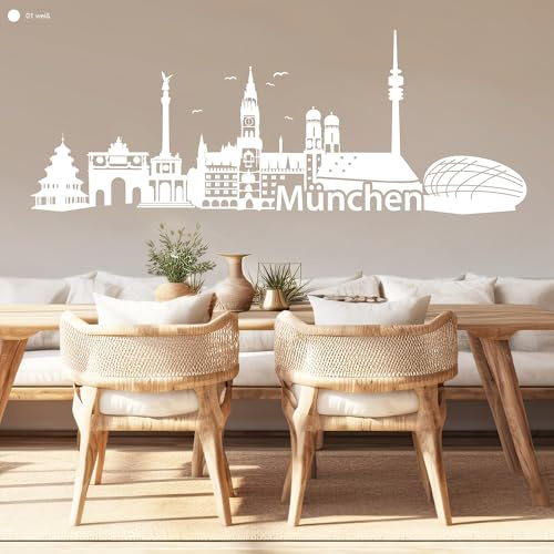 Wandtattoo Loft Skyline München“ / Wandtattoo/Wandaufkleber / 30 Farben / 3 Größen