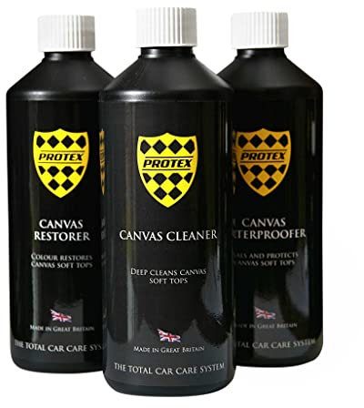PROTEX Convertible Soft Top Care Kit with Canvas Cleaner/Restorer (Black)/Waterproofer - 500ml