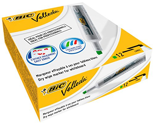 BIC Velleda 1791 Whiteboard-Marker (keilförmige Spitze, 3,5 - 5,5 mm) Packung à 12 Stück grün