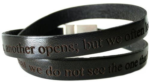 area17 Gravur Lederarmband schwarz mit Magnetverschluss -2-Fach gewickelt - Wunschtext Gravur inklusive