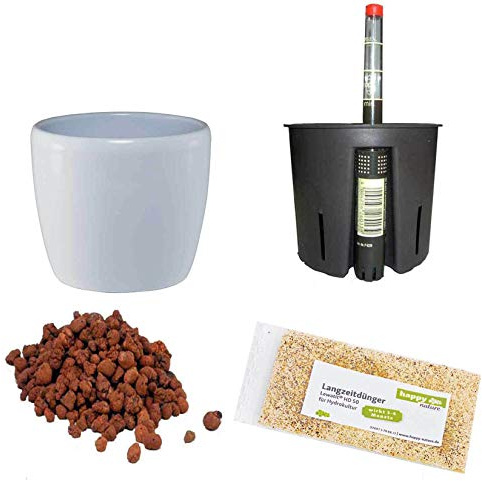 Hydrokultur Sets Happy-Nature Set5 Blumentopf Venus Weiss 09/07 Ø 11.5cm H 08cm+KT+WA+BT+HD50