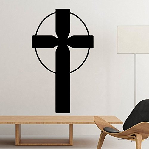 DIYthinker Religion, Christentum, Glaube, Kirche, Schwarz Kreis Heilig-Kreuz-Kultur Design Kunst Illustration Muster Silhouette entfernbarer Wand-Aufkleber-Kunst- 50cm Grau