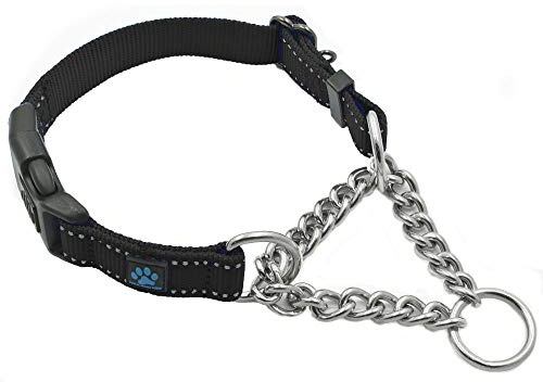 Max and Neo Martingalhalsband aus Edelstahl – Wir Spenden EIN Halsband an eine Hunderettung für jedes verkaufte Halsband (groß, schwarz)