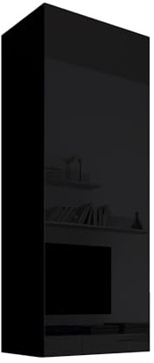 MB Muebles Bonitos, Armario Colgante Nora V1 para Salón o Comedor Moderno, Mueble Modular, Puerta de PVC Alto Brillo, Estructura Melamina Mate, Color Negro, 40x126x29 cm