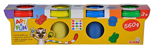 Simba Art and Fun Softknete Set 4x140g farbige Kinderknete weich formbar ungiftig kreative Bastelknete für Kinder ab 3 Jahren Knetmasse zum Spielen Lernen und Fördern von Motorik und Fantasie