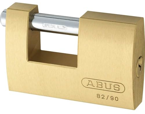 ABUS Candado de Latón 82/90 - Cierre Igualado 8521, Seguridad 7 | Cuerpo de latón macizo, perno de acero endurecido 12 mm - 90x61x22,5 mm - interior y exterior