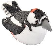 Wild Republic 19501 13-16 cm stor fläckig hackspett med riktiga fågelsamtal plyschleksak, svart/vit