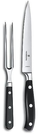 Victorinox Grand Maître, Profi Tranchier-Set, 2-teilig, Tranchiermesser, Gabel, Extra Scharfe Klinge, Rostfreier Stahl, schwarz