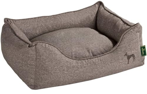 HUNTER Hundesofa BOSTON, gemütliches Hundebett mit Wendekissen, klassisches Design, weiches Kuschelsofa waschbar, rutschfest, Farbe: braun, Größe: S