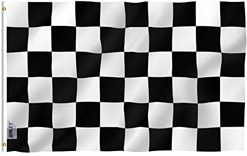 ANLEY Fly Breeze 3x5Pi Drapeau à Damier-Couleur Vive Résistant aux UV-Tête en Toile/Double Couture-Drapeau de Course Noir et Blanc Polyester œillet en Laiton 3x5Pi